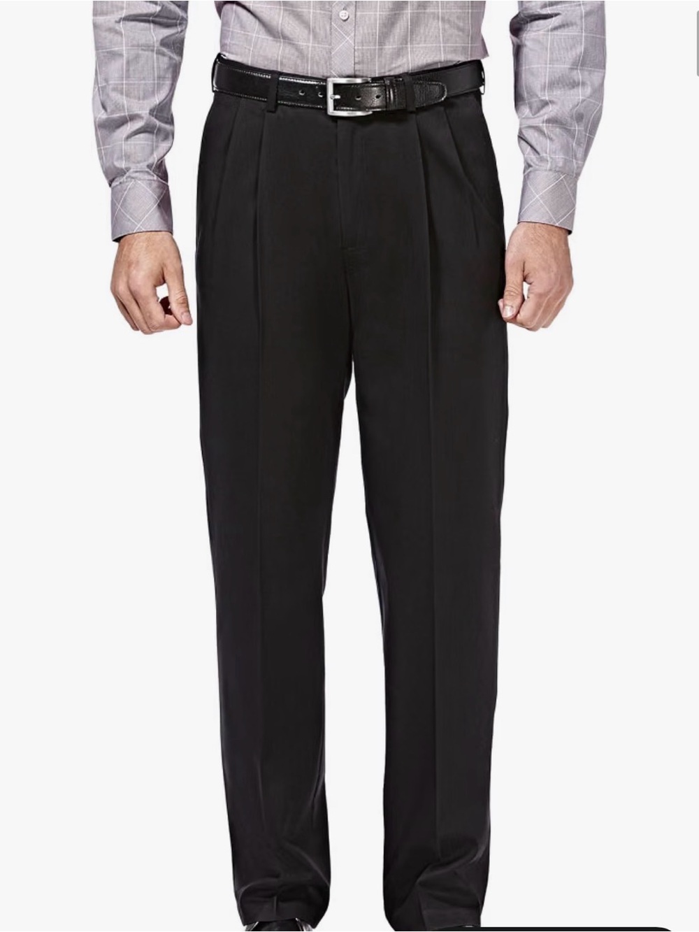 Haggar Mens Pleated Classic Black Dress Pants